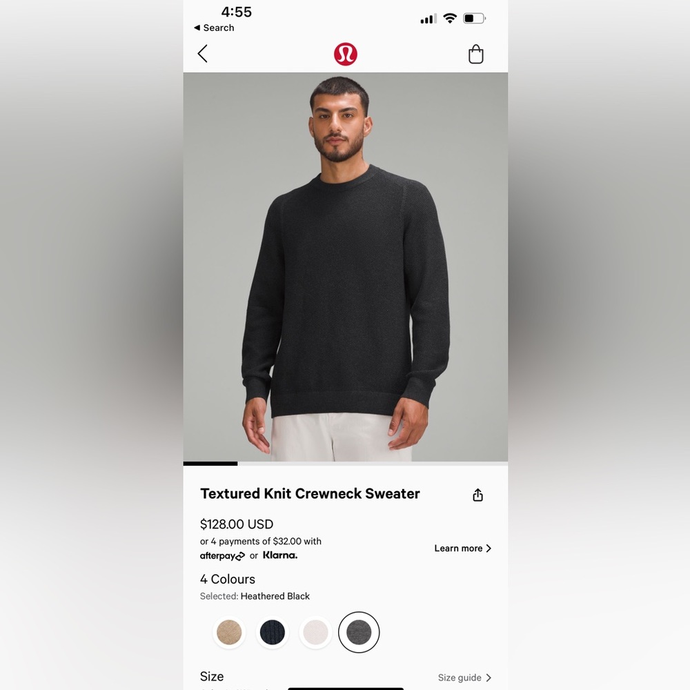 Men’s Medium Textured Knit Sweater Lululemon